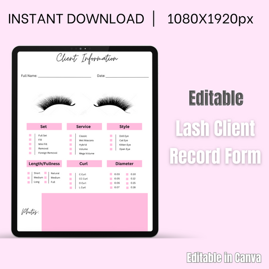 Lash Client Record Form